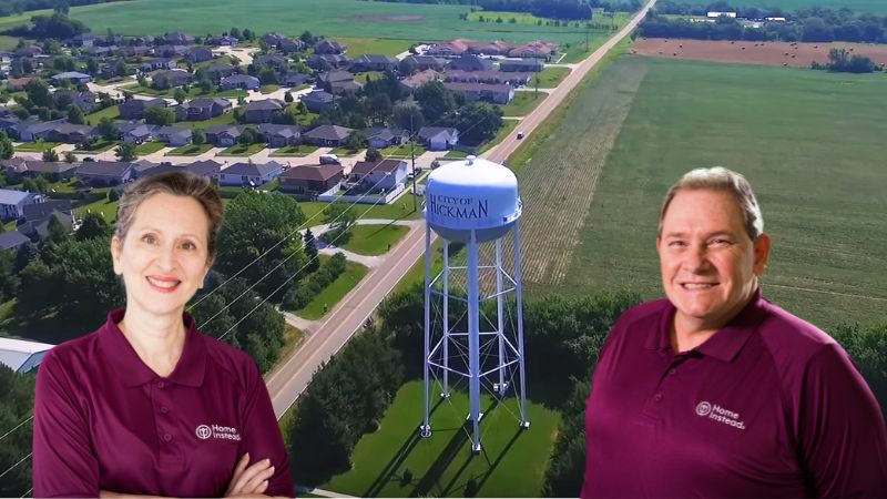 Home Instead caregivers with Hickman Nebraska in the background