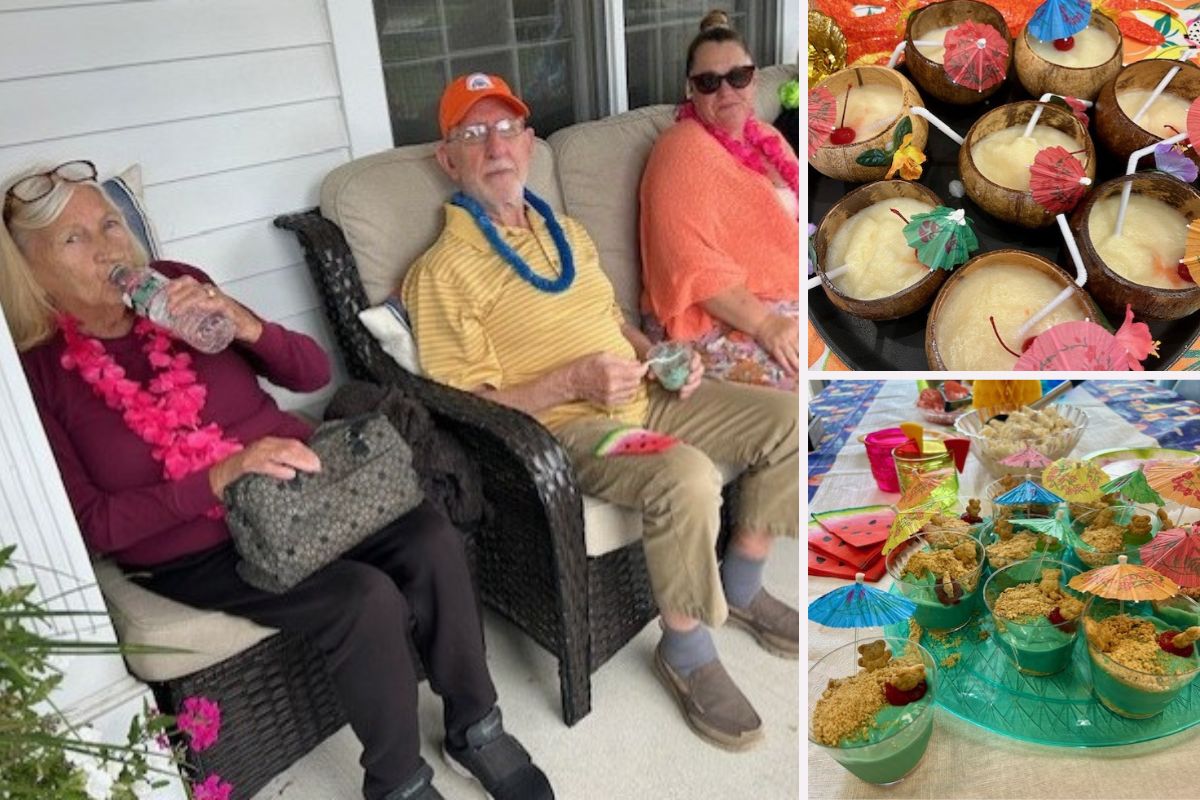 Home Instead Hosts an End-of-Summer Luau for the Senior Day Program in Norwell, MA collage