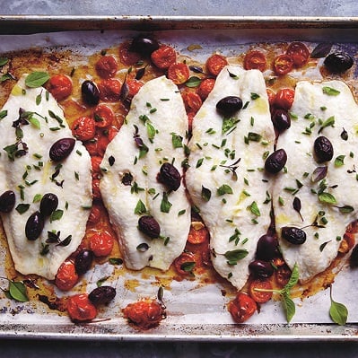 Flounder served on a platter