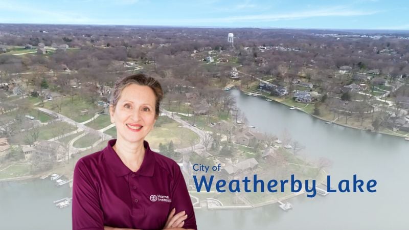 Home Instead caregivers with Weatherby Lake Missouri in the background