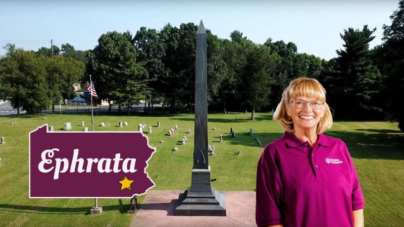 Home Instead caregiver with Ephrata Pennsylvania in the background