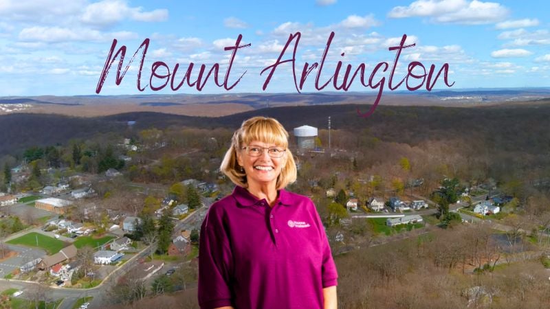 Home Instead caregiver with Mount Arlington, New Jersey in the background