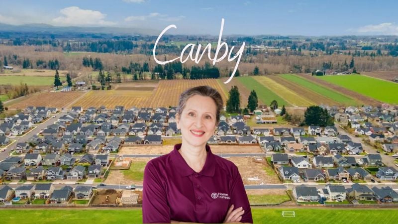 home instead caregiver with canby oregon in the background