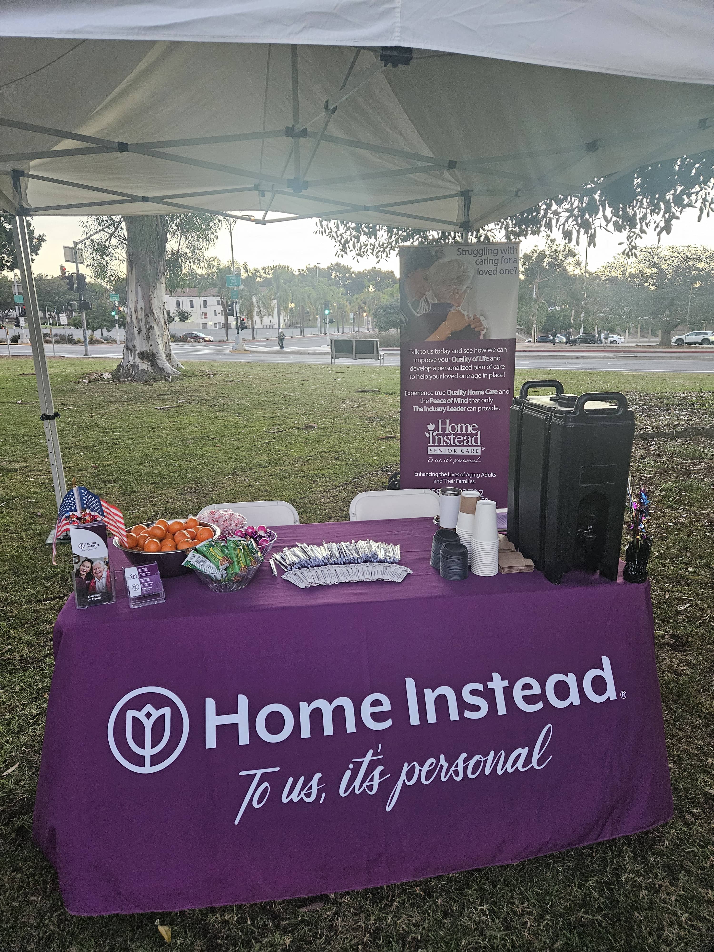 The Home Instead Walk to End Alzheimer s vendor tent with freshments at the Walk to End Alzheimer s 1 