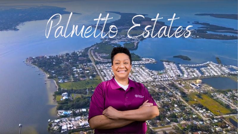 Home Instead caregivers with Palmetto Estates, FL in the background