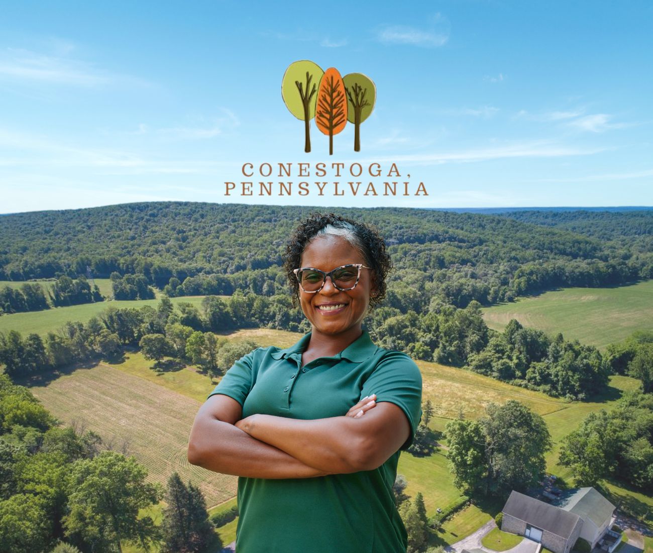 Home Instead caregiver with Conestoga Pennsylvania in the background