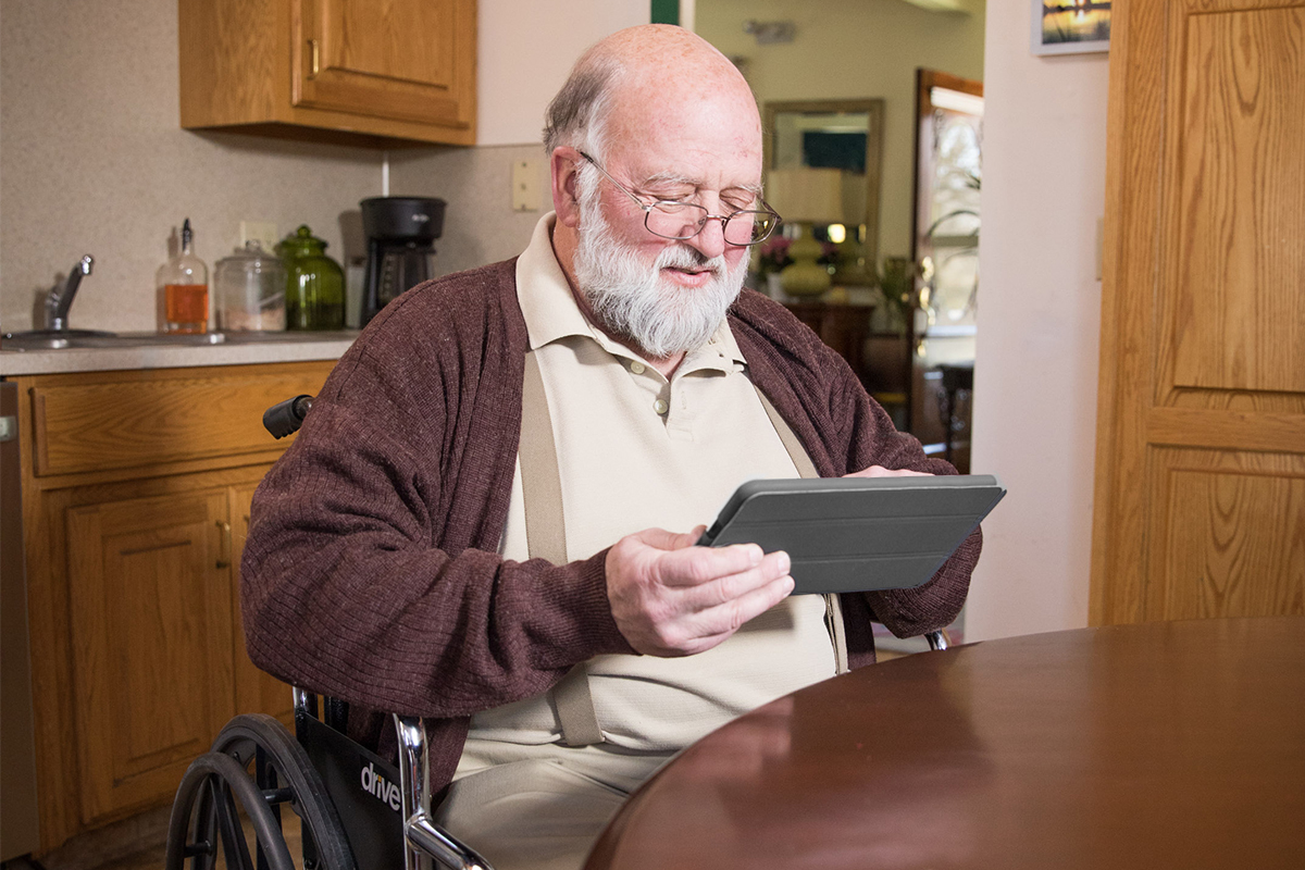 Senior Using an ipad.