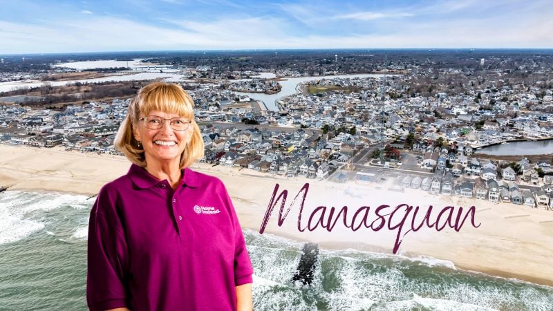 Home Instead caregiver with Manasquan New Jersey in the background