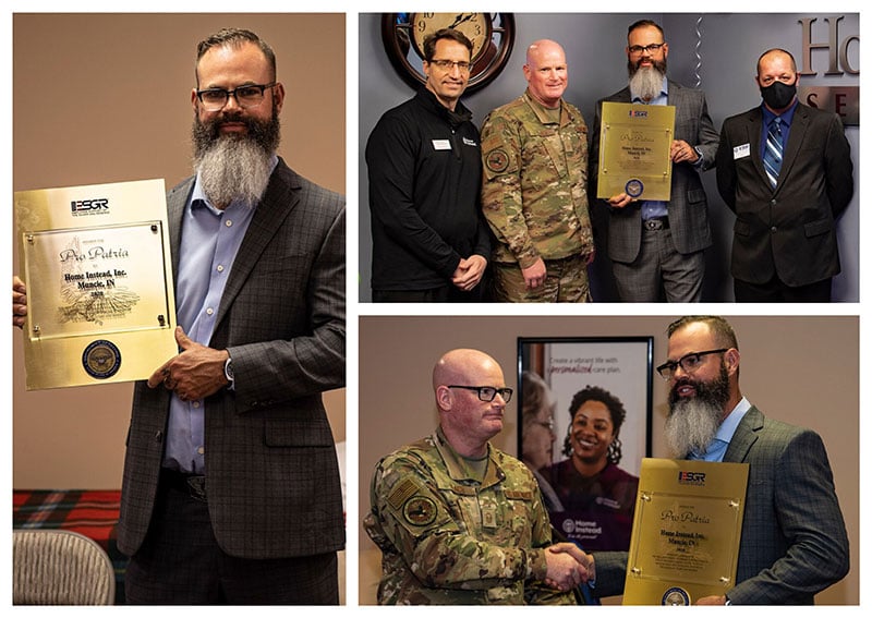 Home Instead Muncie Receives ESGR Pro Patria Award collage