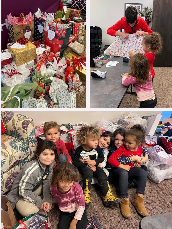 Home Instead Invites Little Helpers to Wrapping Party for Be a Santa to a Senior in Lincoln, NE collage