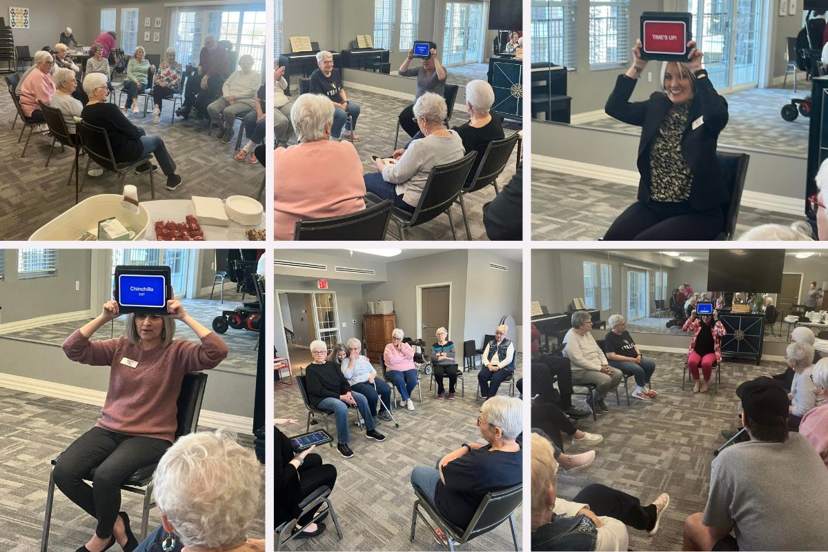 Home Instead Enjoys a Game of 'Heads Up' at Oxford Villa in Wichita, KS collage