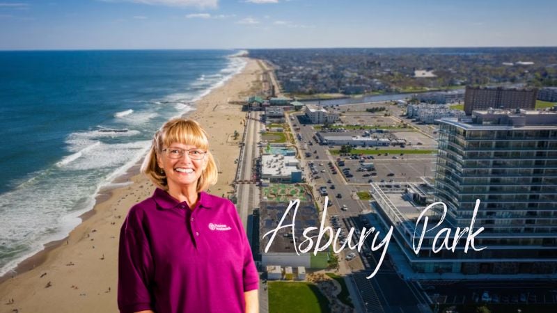 Home Instead caregiver with Asbury Park New Jersey in the background