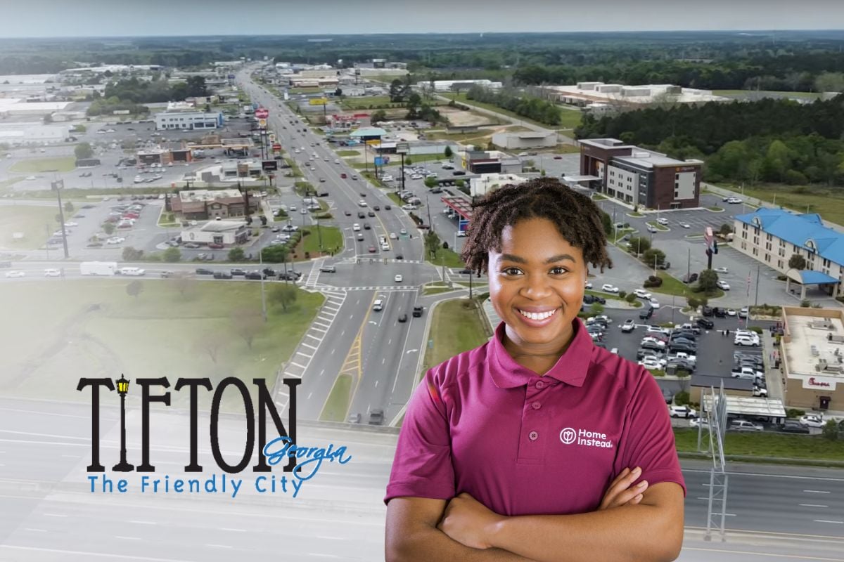 Home Instead caregiver with Tifton, Georgia in the background