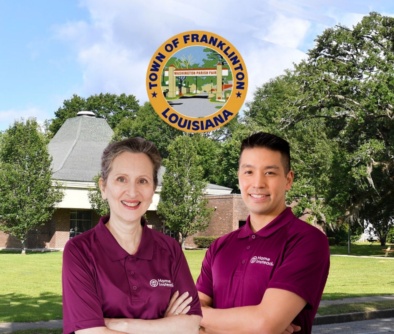 home instead caregivers with franklinton, la in the background