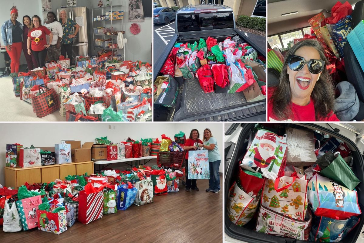 Home Instead Delivers Gifts for Be a Santa to a Senior in Lakeland, FL collage