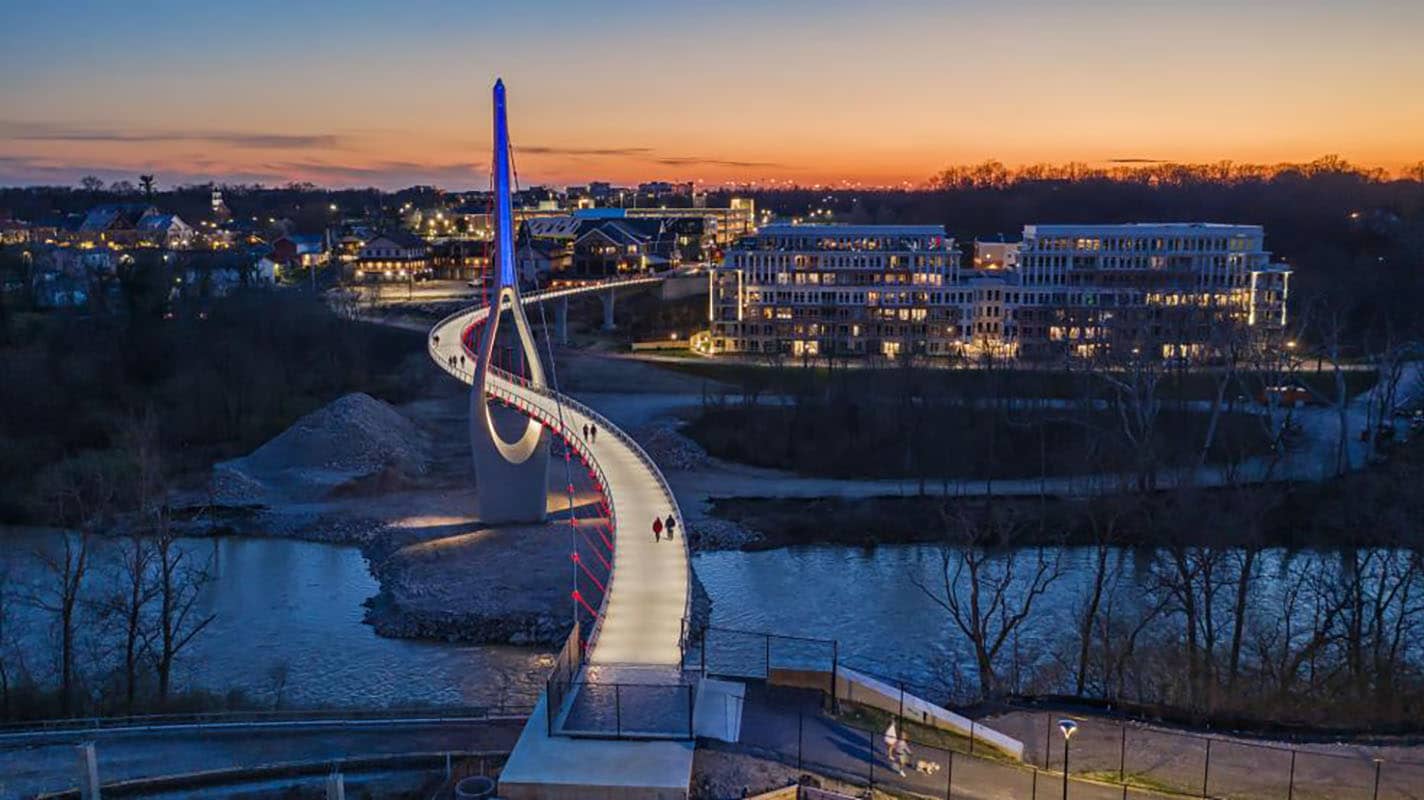 Photo of the Dublin Link Bridge on the way to Home Instead Dublin, OH at night.