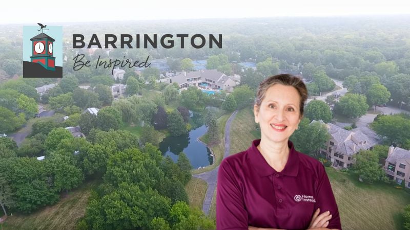 Home Instead caregiver with Barrington, Illinois in the background