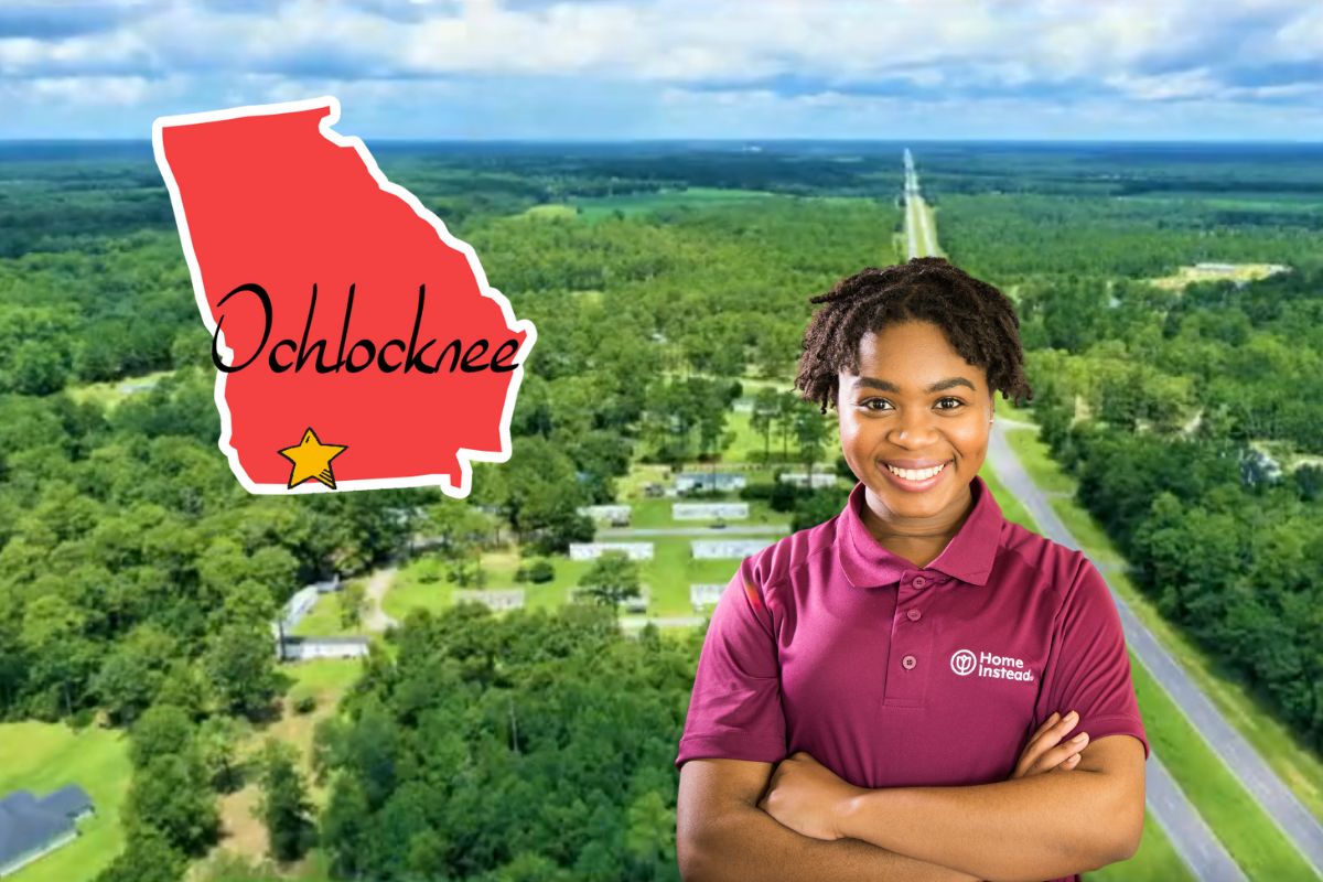 Home Instead caregiver with Ochlocknee, Georgia in the background