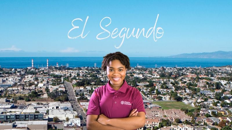 Home Instead caregiver with El Segundo California in the background