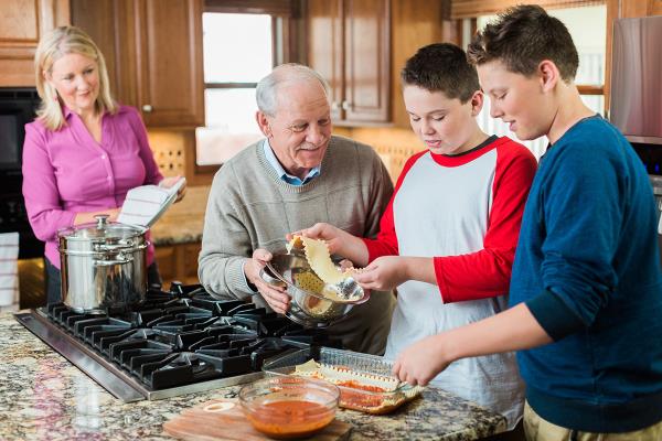 Multi Generational Family making dinner