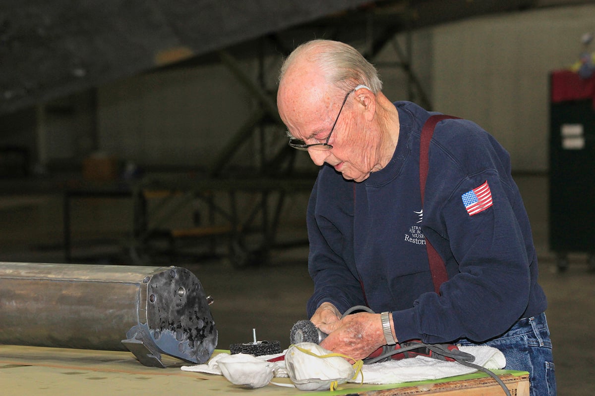 Veteran working with tools